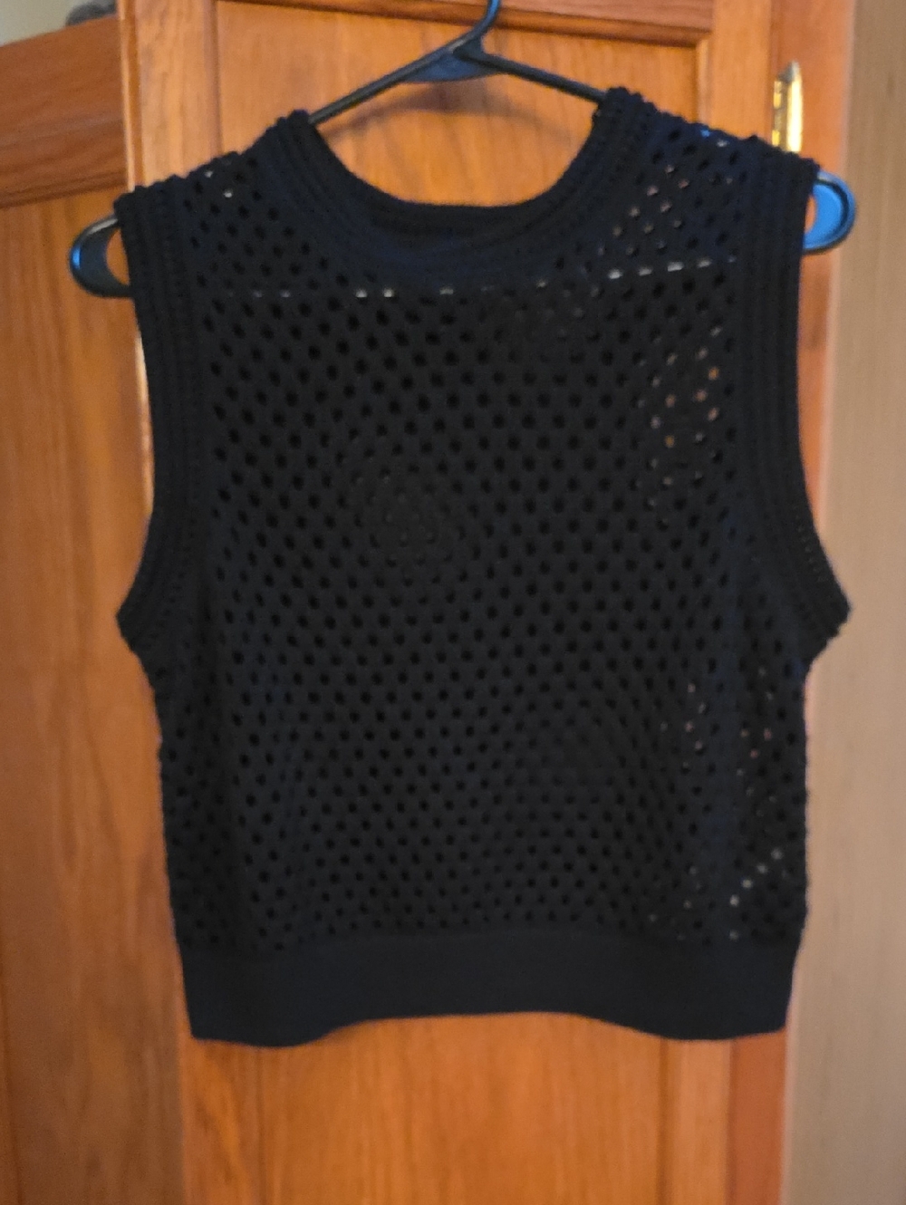 Sincerely Jules Black Open-Knit Sleeveless Sweater Tank